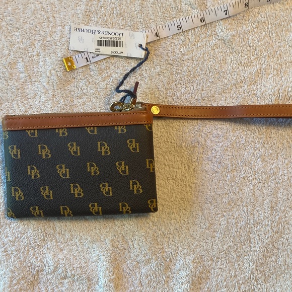 Dooney & Bourke Dark Brown and Tan Logo Wristlet - Picture 6 of 6
